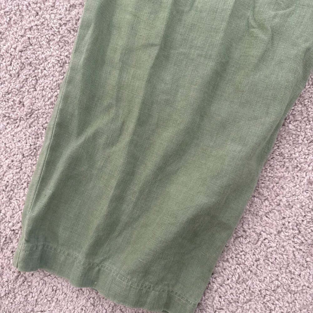 Nordstrom Green Ankle Linen Pants Safari Vacation Summer Lightweight‎ Sz M - Picture 9 of 13